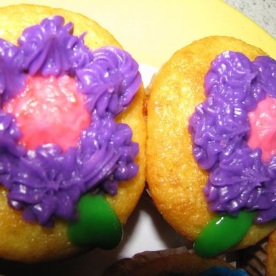 Purple And Pink Flower Cupcakes