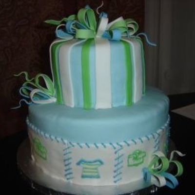 Blue & Green Baby Shower Cake