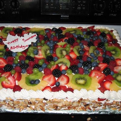 Yellow And Chocolate Cake With Fresh Fruit Topping