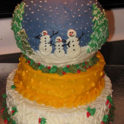 Snow Globe Cake With Snowmen