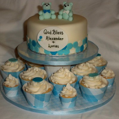 Baptism Cake And Cupcakes