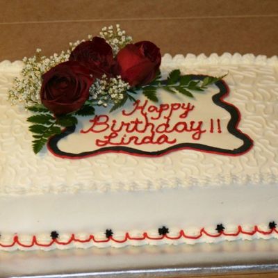 Black White And Red Birthday Cake W/ Fresh Flowers