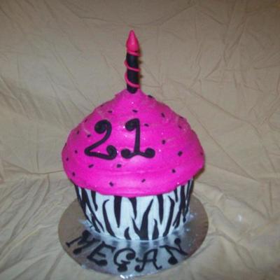 Zebra Striped Giant Cupcake