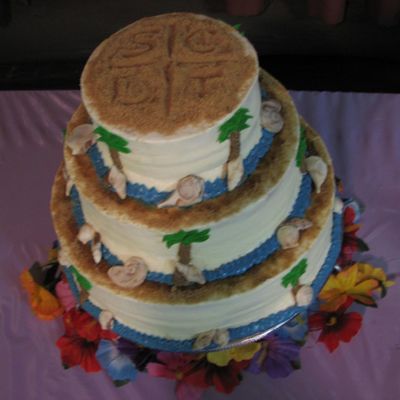 Top Of Beach Theme Wedding Cake