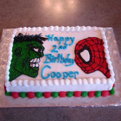 Spider-Man Incredible Hulk Birthday Cake