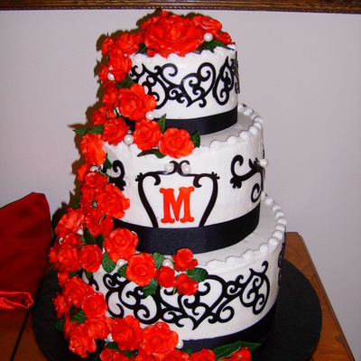 Red/black Theme Wedding Cake