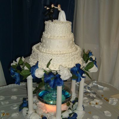 Royal Blue And White Wedding Cake