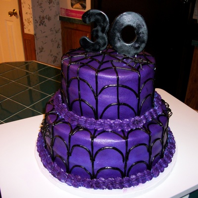 Purple & Black Spider Web Cake