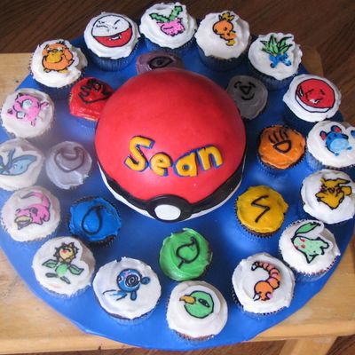 Pokeball Cake And Pokemon Cupcakes