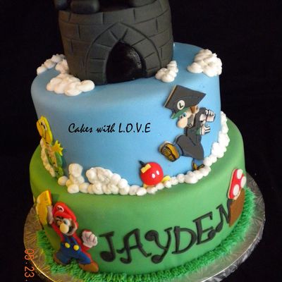 Mario Bros Theme Graduation Cake