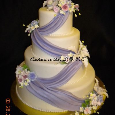 Lilac Drapes And Flowers