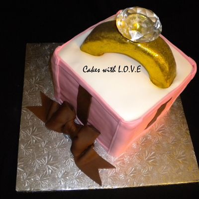 Pink And Brown Engagement Cake