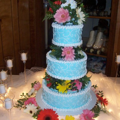Blue & White Tiered Cake