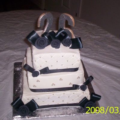 Black And Silver Anniversary Cake