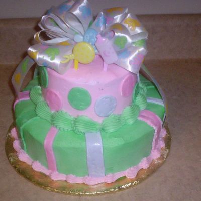 Pink & Green Baby Shower Cake