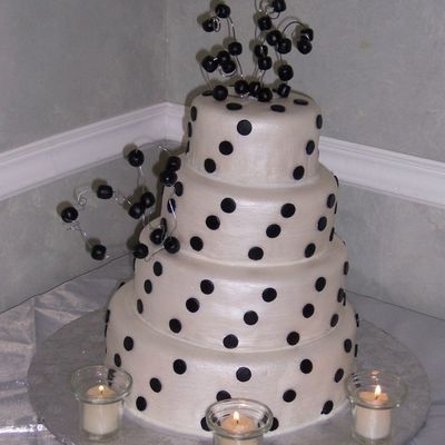 Black And White Pearl Polka Dot Wedding Cake