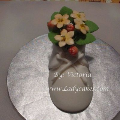 Life Size Baby Bootie With Gum Paste Flowers