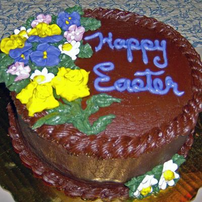 Easter Cake/fudge With Royal Flowers