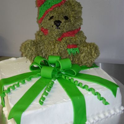 Christmas Gift And Bear Cake