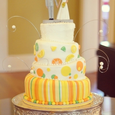 Topsy Turvy Citrus Wedding Cake