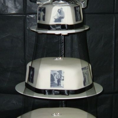 Black & White Wedding Photo Cake