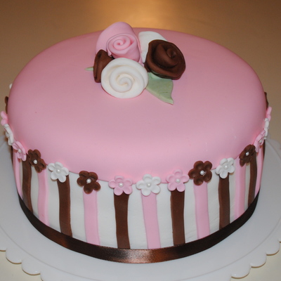 Pink And Brown Stripes And Flowers