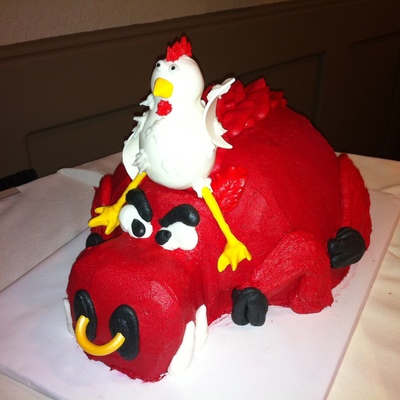 Chicken Riding A Razorback