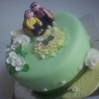 36Th Green Anniversary Cake