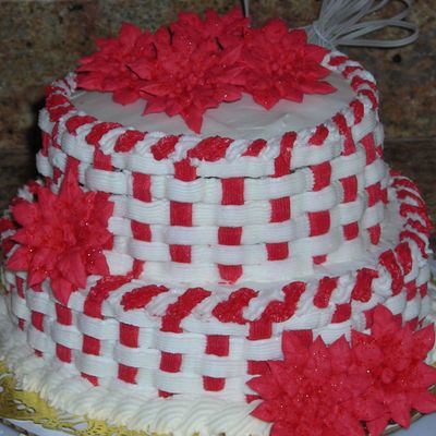 Red & White Basketweave