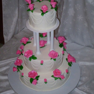 Bright Pink Rose Cake