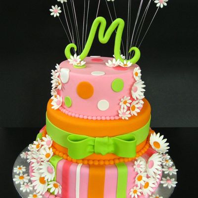 Bright Colors A Bow And Lots And Lots Of Daisies In Spanish We Call Them Margaritas First Time I Used The Electric Green Of Americolor