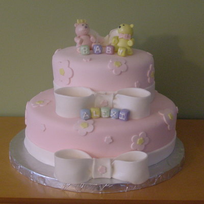 Bow Baby Shower Cake