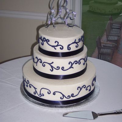 Wedding Cake W/monogram Initials And Scrollwork