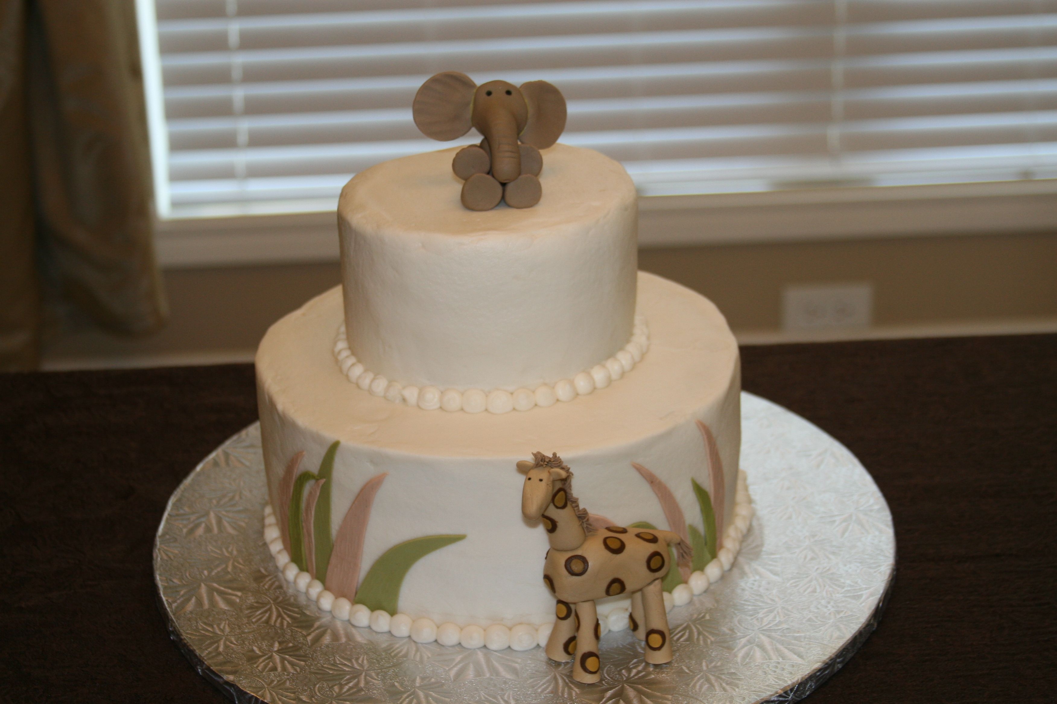 Baby Shower Cake With Fondant Animals