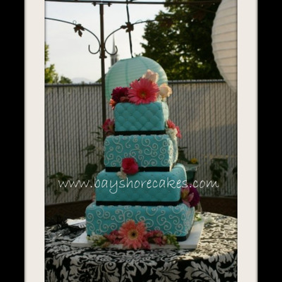 Teal And Black Wedding Cake