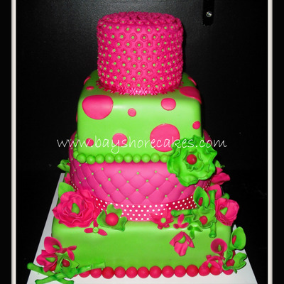 Hot Pink And Green Wedding Cake