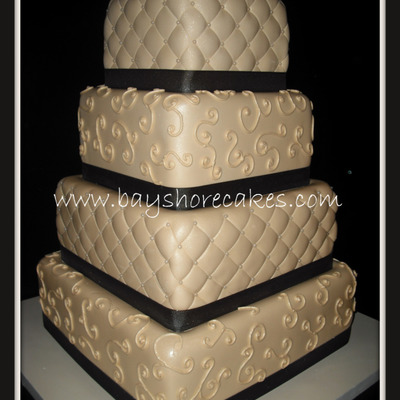 4 Tier Champagne And Brown Wedding Cake