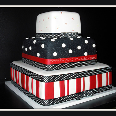 Red, Black, White Wedding Cake