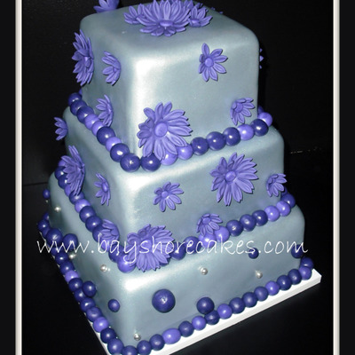 Silver And Purple Birthday Cake
