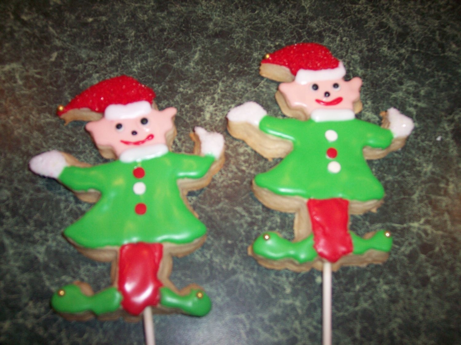 Santas Elves, Gold Dragees For Bells On Hat And Shoes