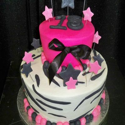 Hot Pink/zebra Stripes And Stars