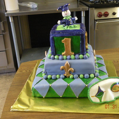 Mardi Gras 1St Birthday Cake