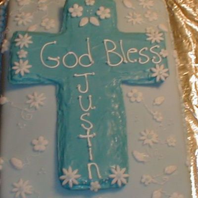 Christening Cake With Chocolate Cross