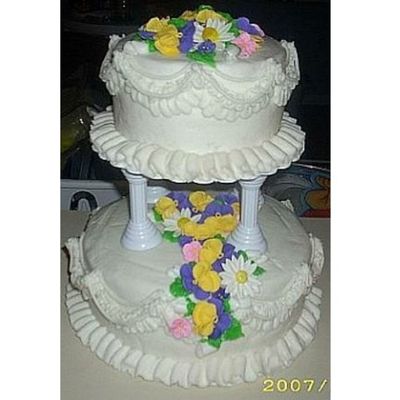 2 Teir Cake With Royal Icing Flowers