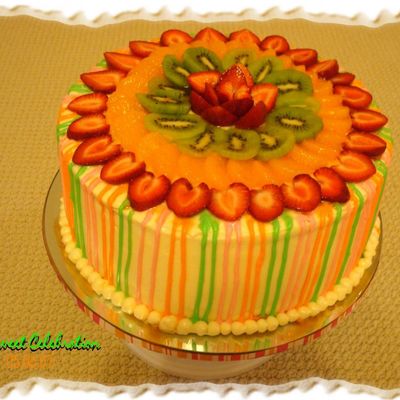 Colorful Fresh Fruit Cake