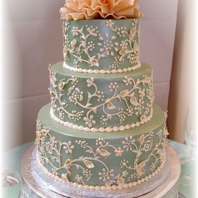 Sage Green Round Wedding Cake