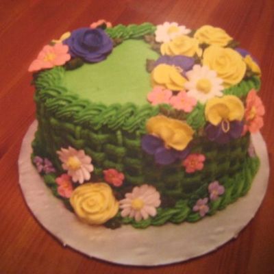 Green Basketweave Cake