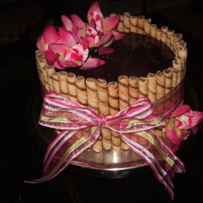 Pirouline Cookie Cake.