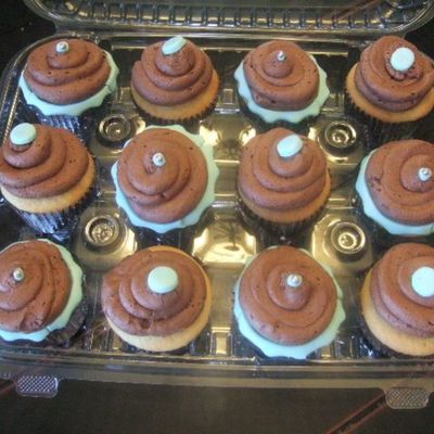 Brown And Blue Cupcakes.