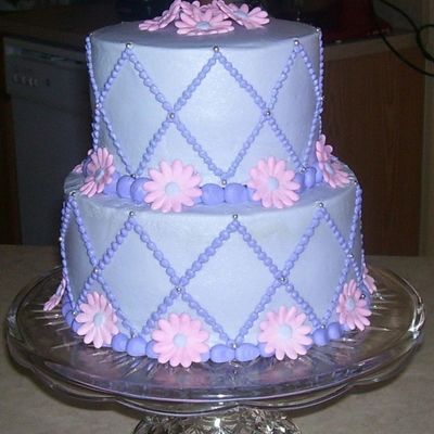 Pink Daisies On Purple.